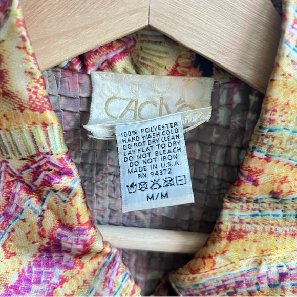 Cache Y2K 2000s USA Made Crinkle Textured Long Sleeve Abstract Artsy Top Size M - Picture 3 of 4